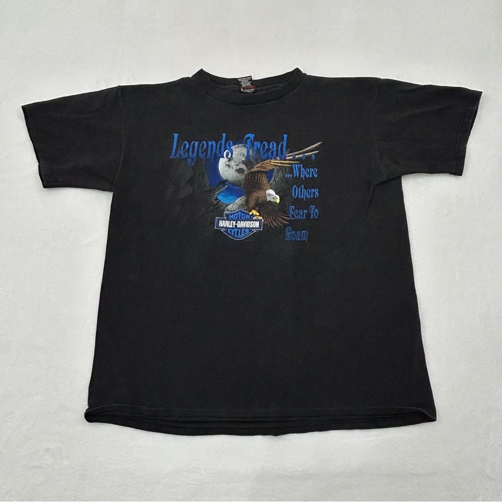 Vintage 2001 Harley-Davidson Motorcycles Tulsa Oklahoma Black Tee Shirt Mens XL